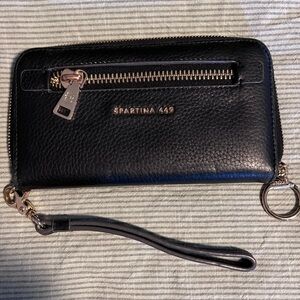 Spartina 449 Black Leather Wristlet